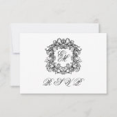 Elegante trouw-QR-code met monogram wapenschild RSVP Kaartje (Voorkant)