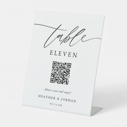 Elegante Trouw QR Code Tafel Nummers Reclamebord Met Voetstuk (Voorkant)