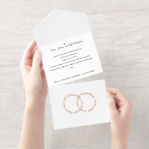 Elegante Trouw, Roze Goud Geschreven Namen,