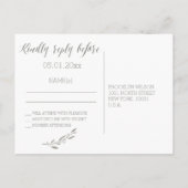 Elegante trouw-RSVP-ansichtkaarten grijze bloemenk Uitnodiging Briefkaart (Achterkant)