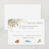 Elegante Trouw RSVP Kaart (Voorkant / Achterkant)
