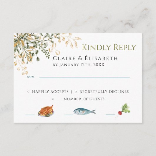 Elegante Trouw RSVP Kaart (Voorkant)