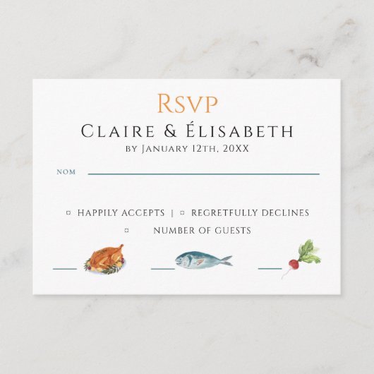 Elegante Trouw RSVP Kaart (Voorkant)