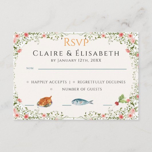 Elegante Trouw RSVP Kaart (Voorkant)