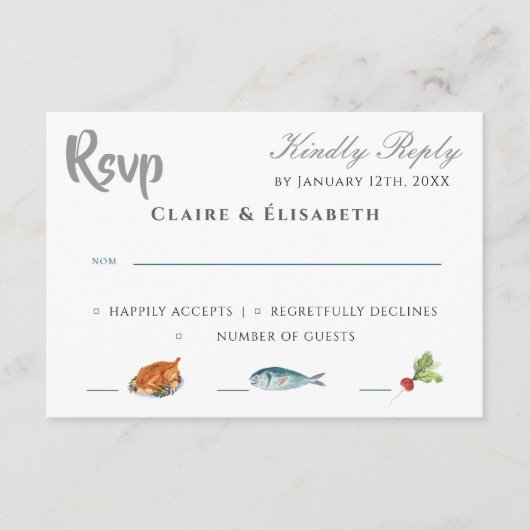 Elegante Trouw RSVP Kaart (Voorkant)