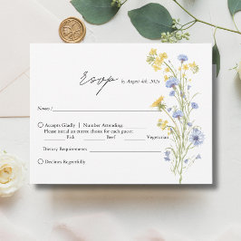 Elegante trouw RSVP kaart met wilde bloemen