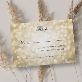 Elegante trouw-RSvp met bokeh-lichten in vintage g RSVP Kaartje