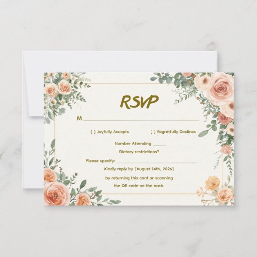 Elegante Trouw-RSVP met QR-code RSVP Kaartje (Voorkant)