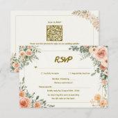 Elegante Trouw-RSVP met QR-code RSVP Kaartje (Voorkant / Achterkant)