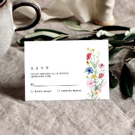 Elegante Trouw RSVP met Wilde Bloemen Kaartje