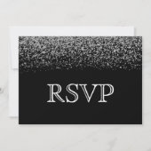 Elegante Trouw-RSVP met Zwarte en Witte Diamant Kaart (Voorkant)