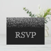 Elegante Trouw-RSVP met Zwarte en Witte Diamant Kaart (Staand voorkant)
