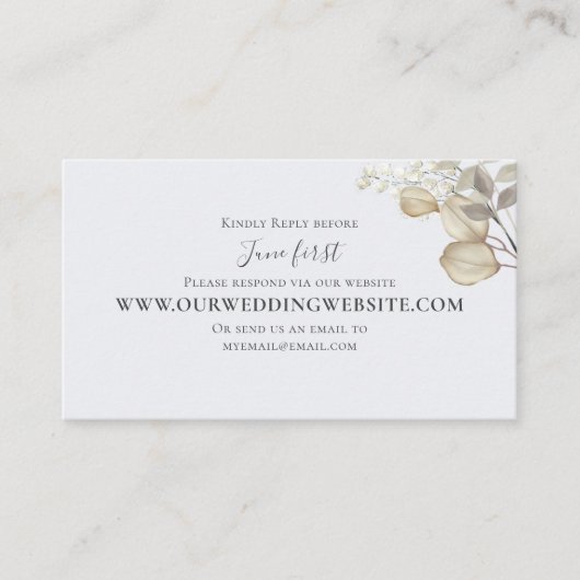 Elegante trouw-RSVP online lichtblauwe bloemen Informatiekaartje (Voorkant)