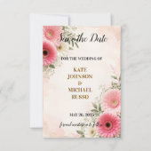 Elegante Trouw Rustiek Retro Modern Bloemig Save The Date (Voorkant)