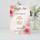 Elegante Trouw Rustiek Retro Modern Bloemig Save The Date (Staand voorkant)