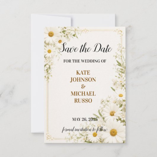 Elegante Trouw Rustiek Retro Modern Bloemig Save The Date (Voorkant)