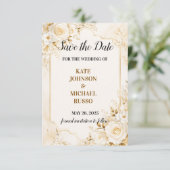 Elegante Trouw Rustiek Retro Modern Bloemig Save The Date (Staand voorkant)