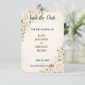 Elegante Trouw Rustiek Retro Modern Bloemig Save The Date (Staand voorkant)