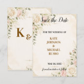 Elegante Trouw Rustiek Retro Modern Bloemig Save The Date (Voorkant / Achterkant)