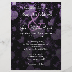 Elegante Trouw Save The Date Glitter Hart Paars Kaart