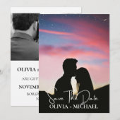 Elegante Trouw 'Save The Date' met Moderne Script Save The Date (Voorkant / Achterkant)