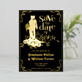Elegante Trouw Silhouet Save The Date Folie Uitnodiging (Staand Voorkant)