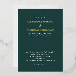 Elegante Trouw  Smaragd Diep Teal Groen Goud Folie Uitnodiging