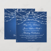 Elegante Trouw Sparkling String Blauw Kaart (Voorkant / Achterkant)