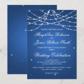 Elegante Trouw Sparkling String Blauw Kaart (Voorkant / Achterkant)