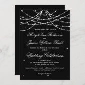 Elegante Trouw Sparkling String Zwart Kaart (Voorkant / Achterkant)