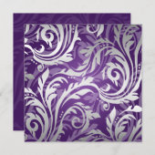 Elegante Trouw Swirly Flourish Paars Kaart (Voorkant / Achterkant)