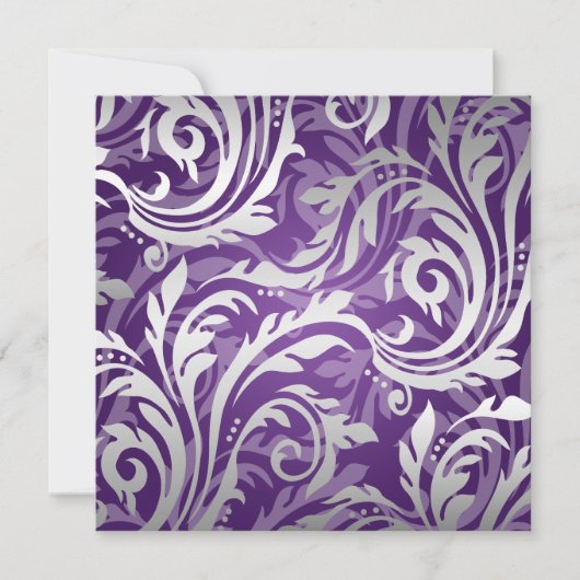 Elegante Trouw Swirly Flourish Paars Kaart (Voorkant)