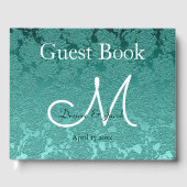 Elegante Trouw Teal Groen Witte Monogram Gastenboek (Voorkant)