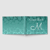 Elegante Trouw Teal Groen Witte Monogram Gastenboek (Volledig)