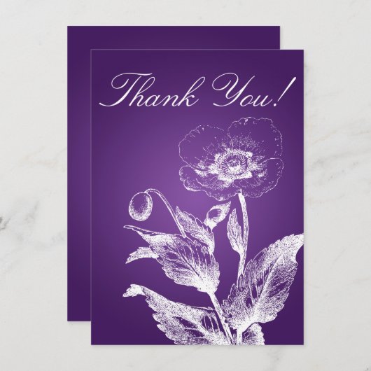 Elegante Trouw Trouwkaart Poppy Paars Bedankkaart (Voorkant / Achterkant)
