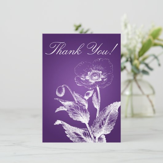 Elegante Trouw Trouwkaart Poppy Paars Bedankkaart (Staand voorkant)