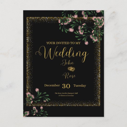Elegante Trouw Uitnodiging Briefkaart (Voorkant)