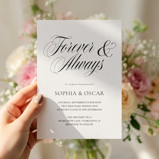 Elegante Trouw Uitnodiging Forever & Always Script