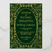 Elegante Trouw Uitnodiging Foto Rijke Groen Goud (Voorkant)