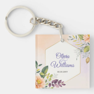 Elegante Trouw Uitnodiging Template met Bloemen Sleutelhanger