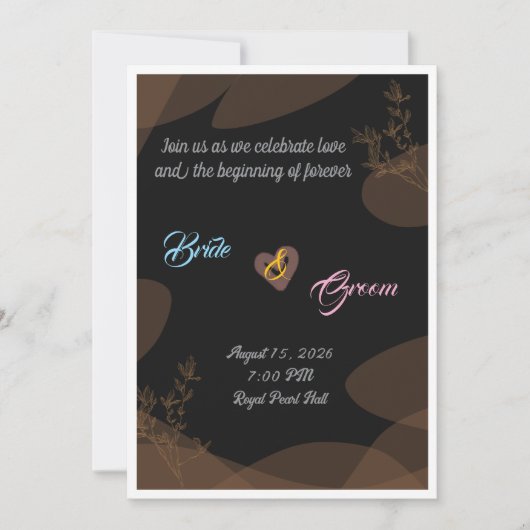 Elegante Trouw Uitnodiging Template | Modern Minim (Voorkant)