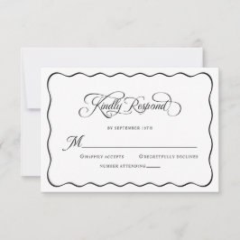 Elegante Trouw Verzoek Modern Zwart RSVP Kaartje