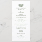 Elegante Trouw Vintage Bloemen Monogram Groen Menu (Voorkant)