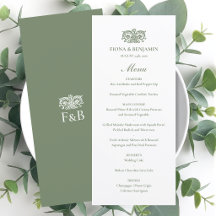 Elegante Trouw Vintage Bloemen Monogram Groen