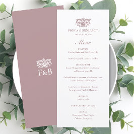 Elegante Trouw Vintage Bloemen Monogram Roze Menu