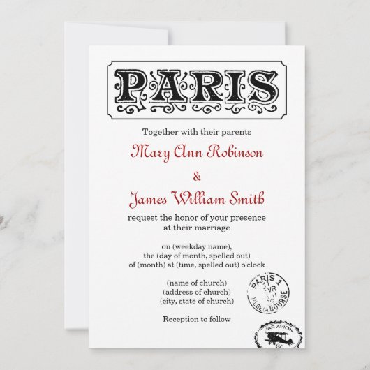 Elegante Trouw Vintage Parijs Ansichtkaart Kaart (Achterkant)