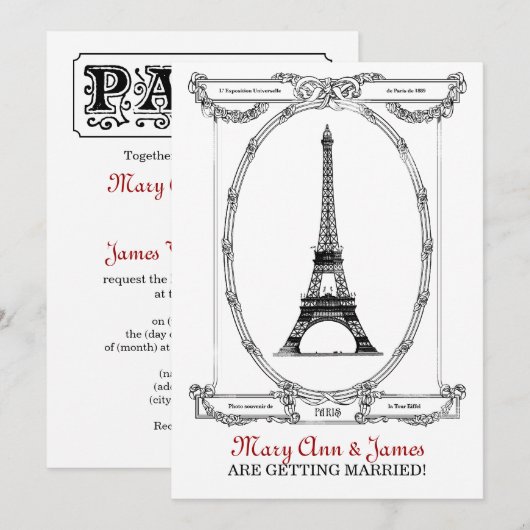Elegante Trouw Vintage Parijs Ansichtkaart Kaart (Voorkant / Achterkant)