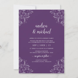 Elegante Trouw Vintage Plum / Paars Luxe Kaart