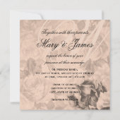 Elegante trouw vintage rozen sepia kaart (Achterkant)