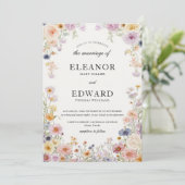 Elegante Trouw Wilde Bloemen Weide Kaart (Staand voorkant)